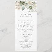 Sage Green Botanische Elegante Huwelijksceremonie Programmakaart (Voorkant)