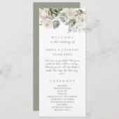 Sage Green Botanische Elegante Huwelijksceremonie Programmakaart (Voorkant / Achterkant)