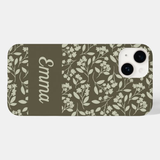 Sage Green Botanische Hand getrokken bloemen Case-Mate iPhone Case (Achterkant (horizontaal))