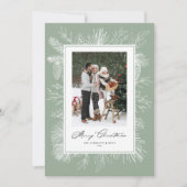 Sage Green  Botanische Kerstfoto Feestdagenkaart (Voorkant)