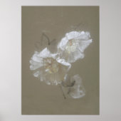 Sage Green Botanische witte rozen Afdrukken Poster (Voorkant)