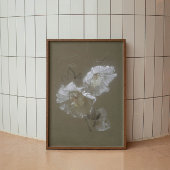 Sage Green Botanische witte rozen Afdrukken Poster