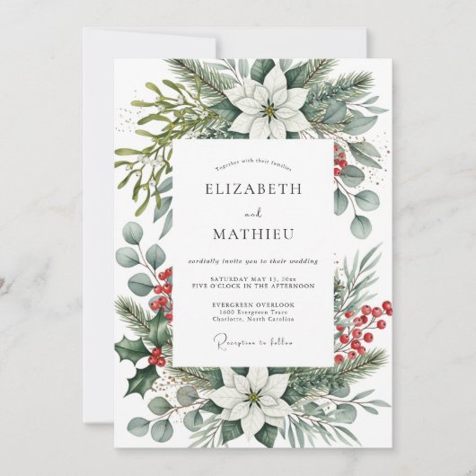 Sage Green Bountiful Winter Wedding Kaart (Voorkant)