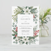 Sage Green Bountiful Winter Wedding Kaart (Staand voorkant)
