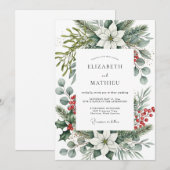 Sage Green Bountiful Winter Wedding Kaart (Voorkant / Achterkant)