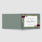 Sage Green Bourgondië bloeit Baby shower Gastenboek (Volledig)