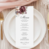 Sage Green & Bourgondië Bloemen Wedding Menu