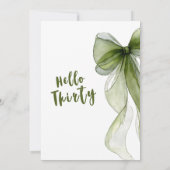 Sage Green Bow 30th Birthday Invitation Kaart (Achterkant)
