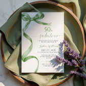 Sage Green Bow 50 & Fabulous Verjaardag Uitnodigin Kaart