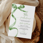 Sage Green Bow 50 & Fabulous Verjaardag Uitnodigin Kaart