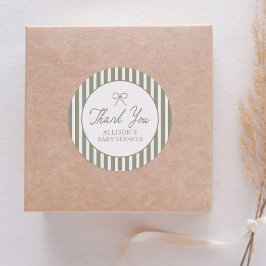 Sage Green Bow Baby shower Bedankt Ronde Sticker