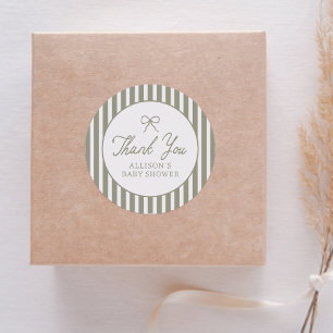 Sage Green  Bow Baby shower Bedankt Ronde Sticker