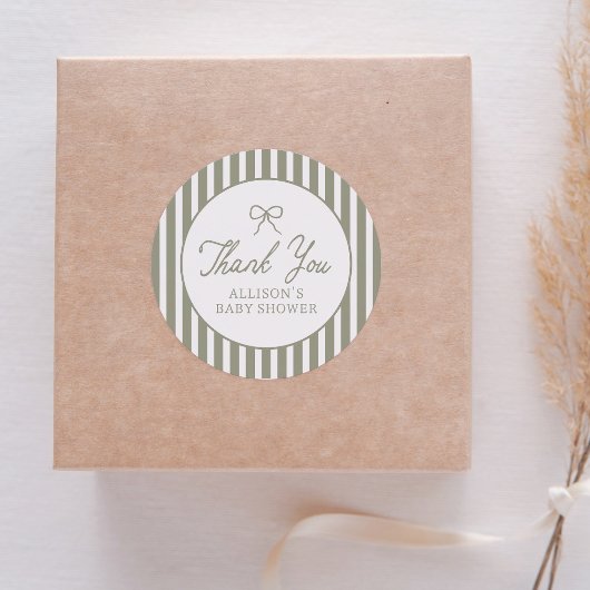 Sage Green  Bow Baby shower Bedankt Ronde Sticker