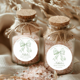 Sage Green Bow Baby shower Bedankt voor je komst Ronde Sticker