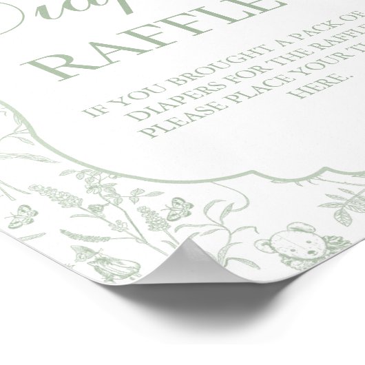 Sage Green Bow Baby shower Boy Luierteken Poster (Hoek)