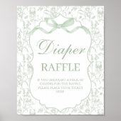 Sage Green Bow Baby shower Boy Luierteken Poster (Voorkant)