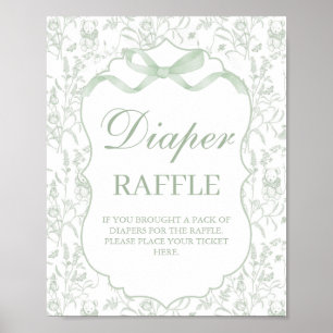 Sage Green Bow Baby shower Boy Luierteken Poster