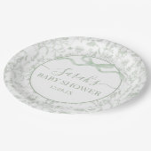 Sage Green Bow Baby shower Boy Papieren Bordje (Gekanteld)