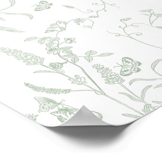 Sage Green Bow Baby shower Boy teken Poster (Hoek)