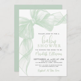 Sage Green Bow Baby Shower Kaart