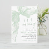 Sage Green Bow Baby Shower Kaart (Staand voorkant)