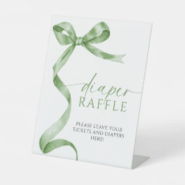 Sage Green Bow Baby shower Luier Raffle Sign Reclamebord Met Voetstuk