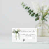 Sage Green Bow Baby Shower Registry Card Visitekaartje (Staand voorkant)