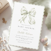 Sage Green Bow Baby shower Uitnodiging