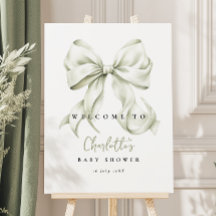 Sage Green Bow Baby shower Welkomstbord