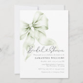Sage Green Bow Bruids Douche Uitnodiging (Voorkant)