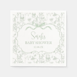 Sage Green Bow Chinoiserie Baby shower Servet