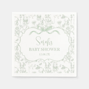 Sage Green Bow Chinoiserie Baby shower Servet