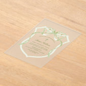 Sage Green Bow Crest doop Acryl Uitnodigingen (Laagn)