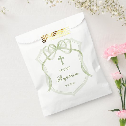 Sage Green Bow Crest doop Bedankzakje (Gezegeld)