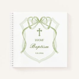Sage Green Bow Crest Doop Gastboek Notitieboek