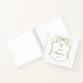 Sage Green Bow Crest Doop Gastboek Notitieboek (Binnen)