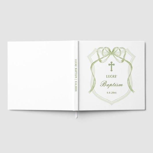 Sage Green Bow Crest doop Gastenboek (Volledig)