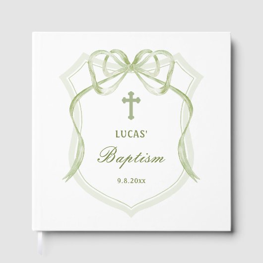 Sage Green Bow Crest doop Gastenboek (Voorkant)
