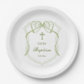 Sage Green Bow Crest doop Papieren Bordje (Voorkant)