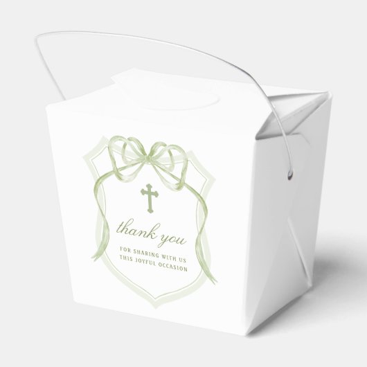 Sage Green Bow Crest Doop Uitnemen Bedankdoosjes (Achterkant)