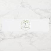 Sage Green Bow Crest doop Waterfles Etiket (Enkel label)