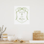 Sage Green Bow Crest doop welkom Poster (Keuken)