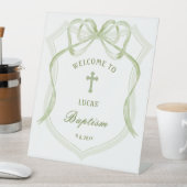 Sage Green Bow Crest doop welkom Reclamebord Met Voetstuk (Insitu)