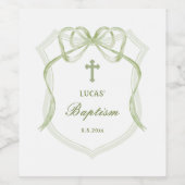 Sage Green Bow Crest doop Wijn Etiket (Enkel label)
