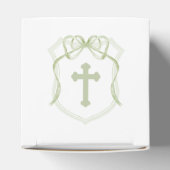 Sage Green Bow Crest Doopsel Kubus Bedankdoosjes (Bovenkant)