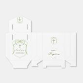 Sage Green Bow Crest dooptent Bedankdoosjes (Uitgevouwen)