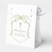Sage Green Bow Crest dooptent Bedankdoosjes (Achterkant)