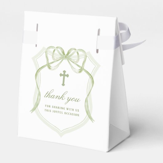 Sage Green Bow Crest dooptent Bedankdoosjes (Achterkant)