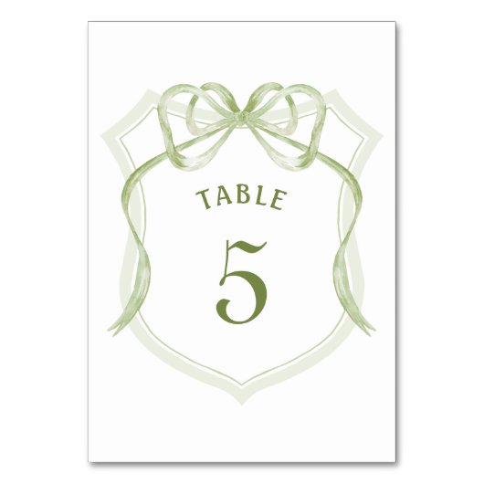 Sage Green Bow Crest Tafelnummer (Achterkant)
