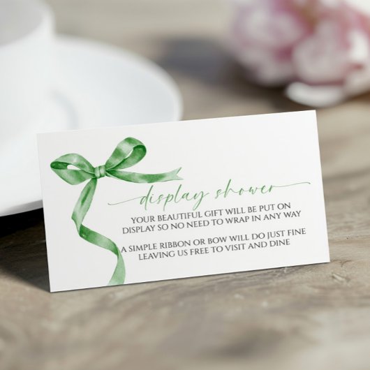 Sage Green Bow Display Baby shower Enclosure Kaart
